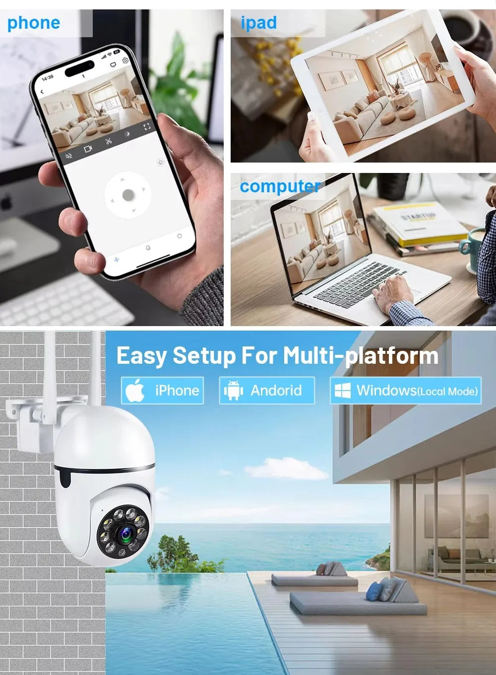 WiFi 1080P HD Excellent Version indoor outdoor 360 Degree Wireless Camera