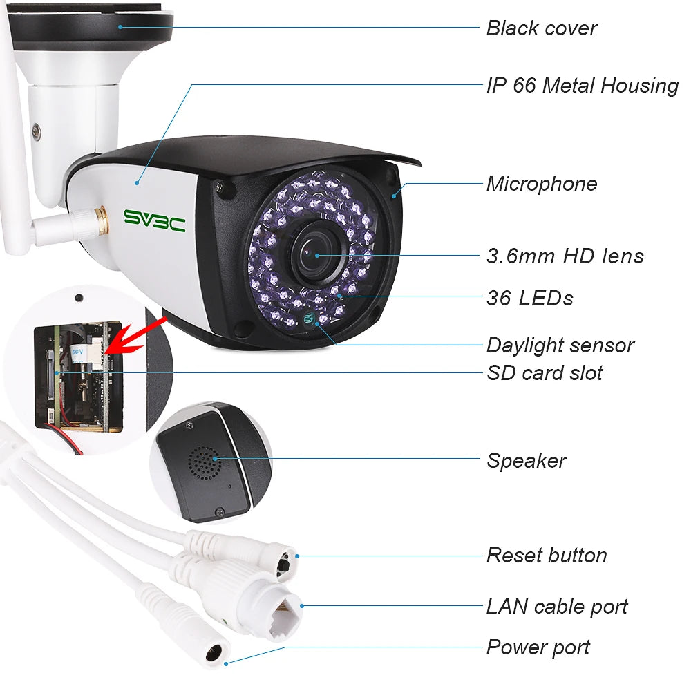 Wifi Wireless Security Camera Outdoor , SV3C 5MP Waterproof Surveillance Cameras ,Smart Home Security IP CCTV, CamHi,Onvif