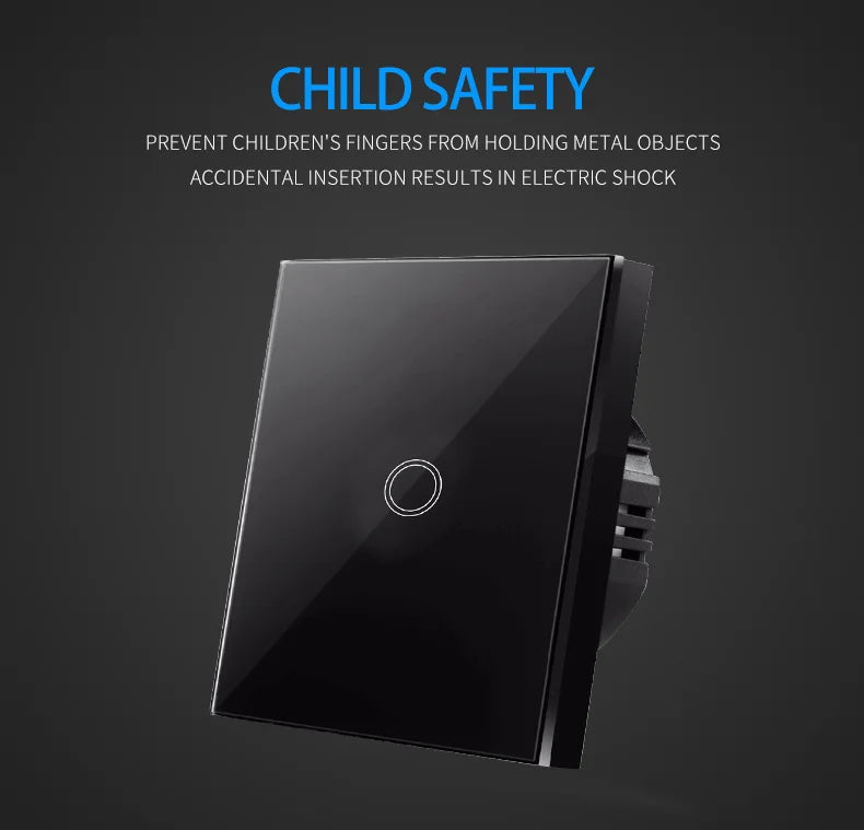 EU Touch Switch AC100-240V Led backlight Panel Tempered Crystal Glass wall Light sensory Switches 1/2/3 Gang Interruttore