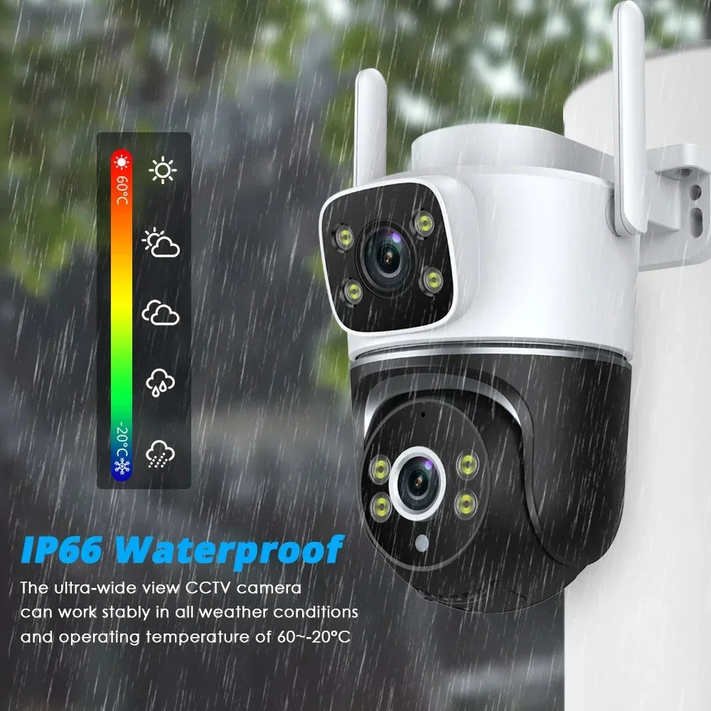 WiFi Camera Dual Lens 8MP 4K Wi-Fi Security IP Cameras Smart Home Outdoor 360 Wireless CCTV PTZ Auto Tracking Detection Tuya app