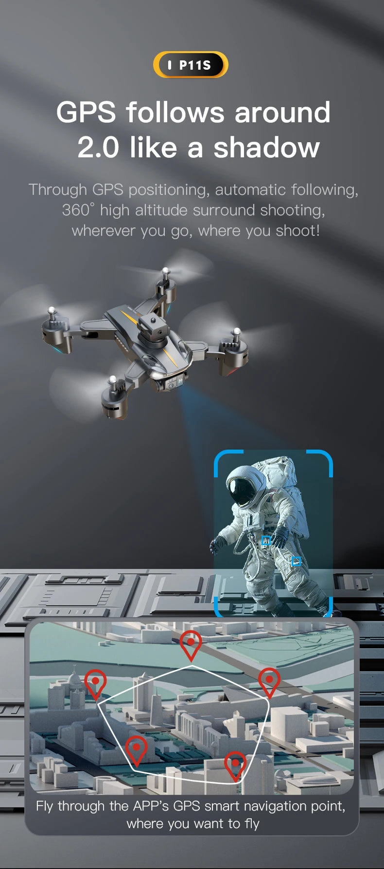 NEW P11 Max RC Drones 8K Professional HD Dual Camera Wifi Four-way Intelligent Obstacle Avoidance Foldable Quadcopter Toys Gifts