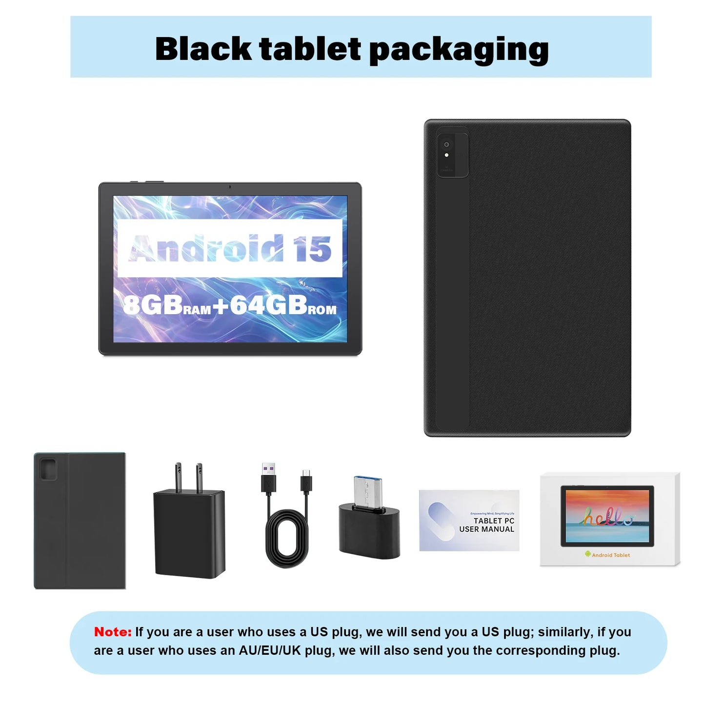 ANRY 2025 10.1 Inch 5G Wifi A523 Tablet Android 15 8GB(4+4Expand) RAM+64GB ROM IPS Display 5000Mah Dual Camera Octa-core Tablets