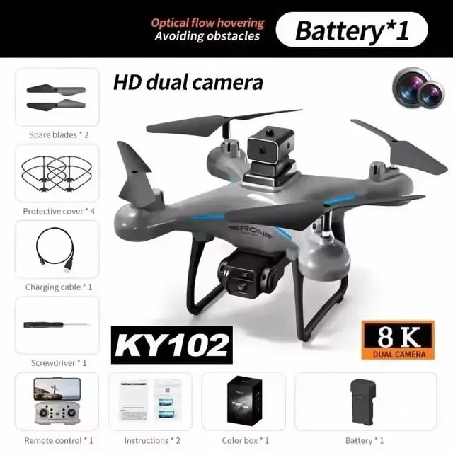 KY102 Drone 8K Professional Dual Camera Brushless Quadcopter Obstacle Avoidance Optical Flow Aerial Drone RC 10000M