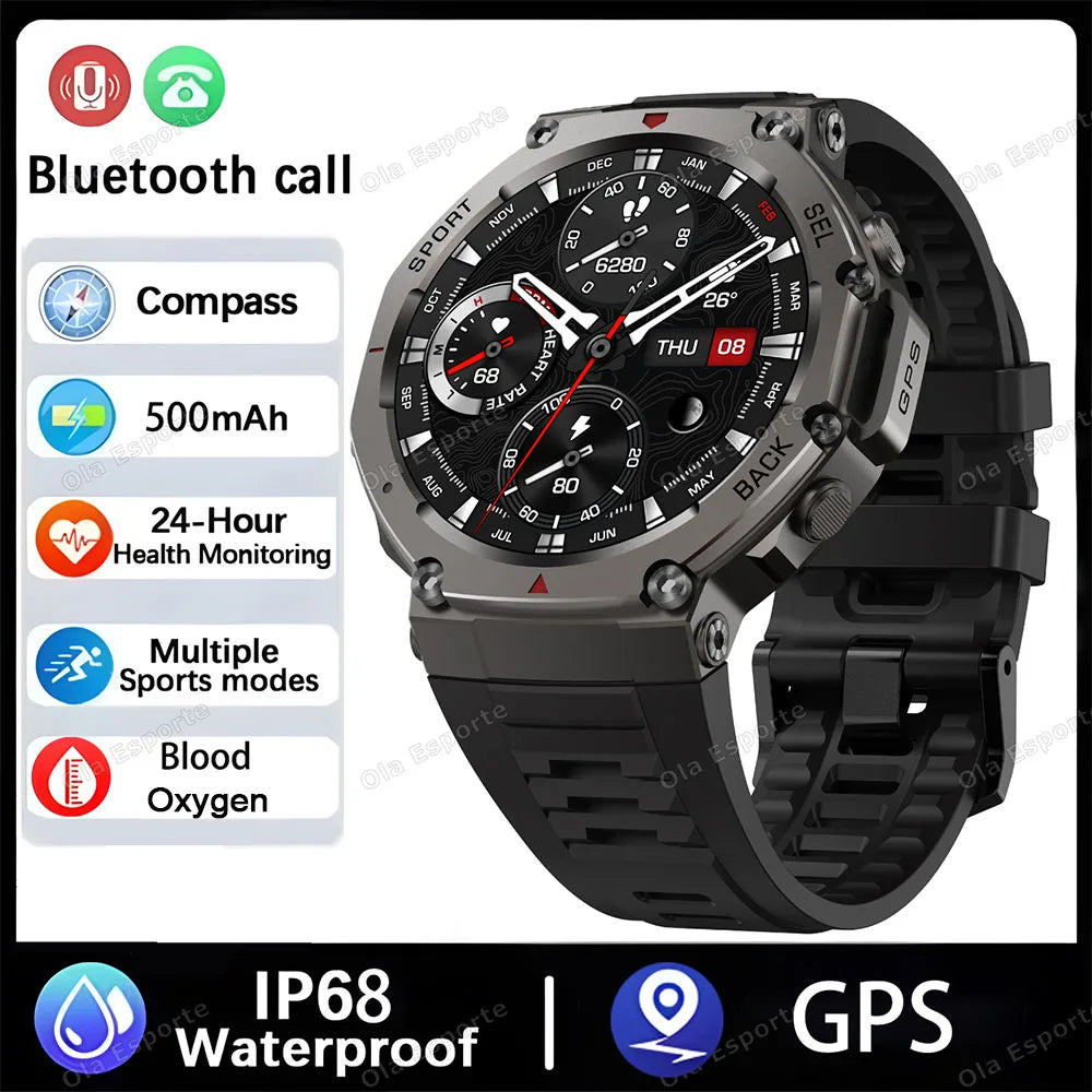 T-Rex 3 GPS Smart Watch 10ATM Waterproof Built-in Dual-band GNSS Compass Military Sport Smartwatch Men 2025 New For Xiaomi Ultra