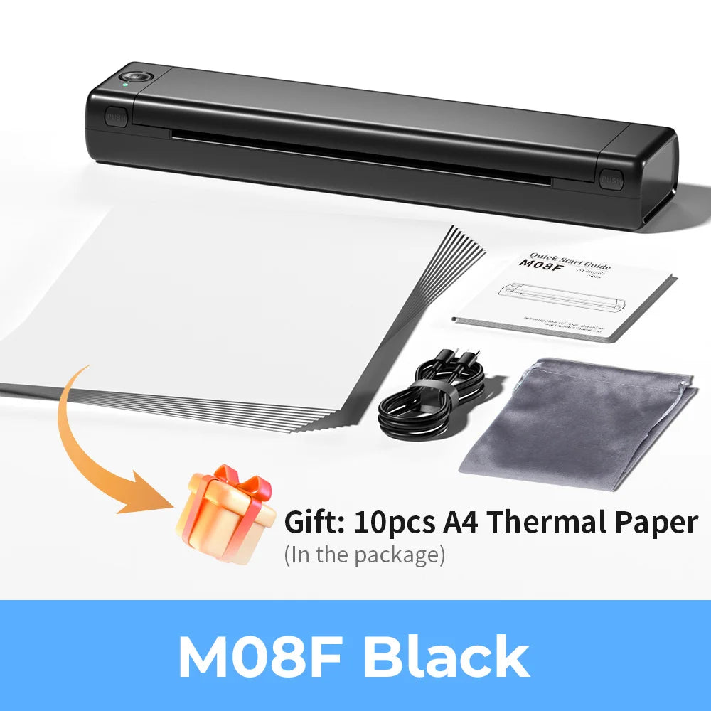 Phomemo M08F A4 Portable Thermal Printer 8.26"x11.69" A4 Thermal Paper Wireless Mobile Travel Printer Android iOS Laptop Printer