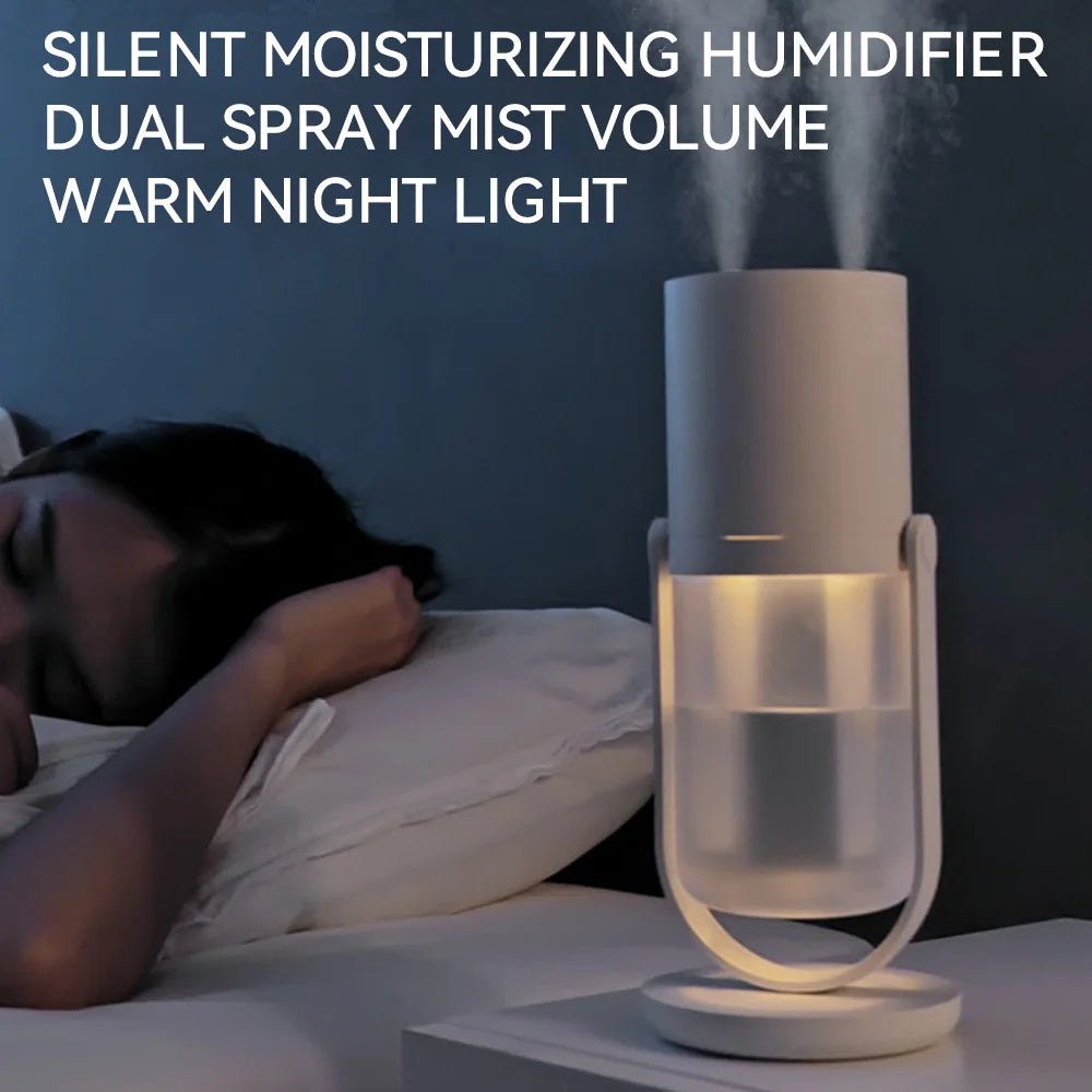 450ml Desktop Humidifier Mini Air Humidifier 360°Rotatable Dual-hole Spray Wireless Rechargeable Nano Atomization