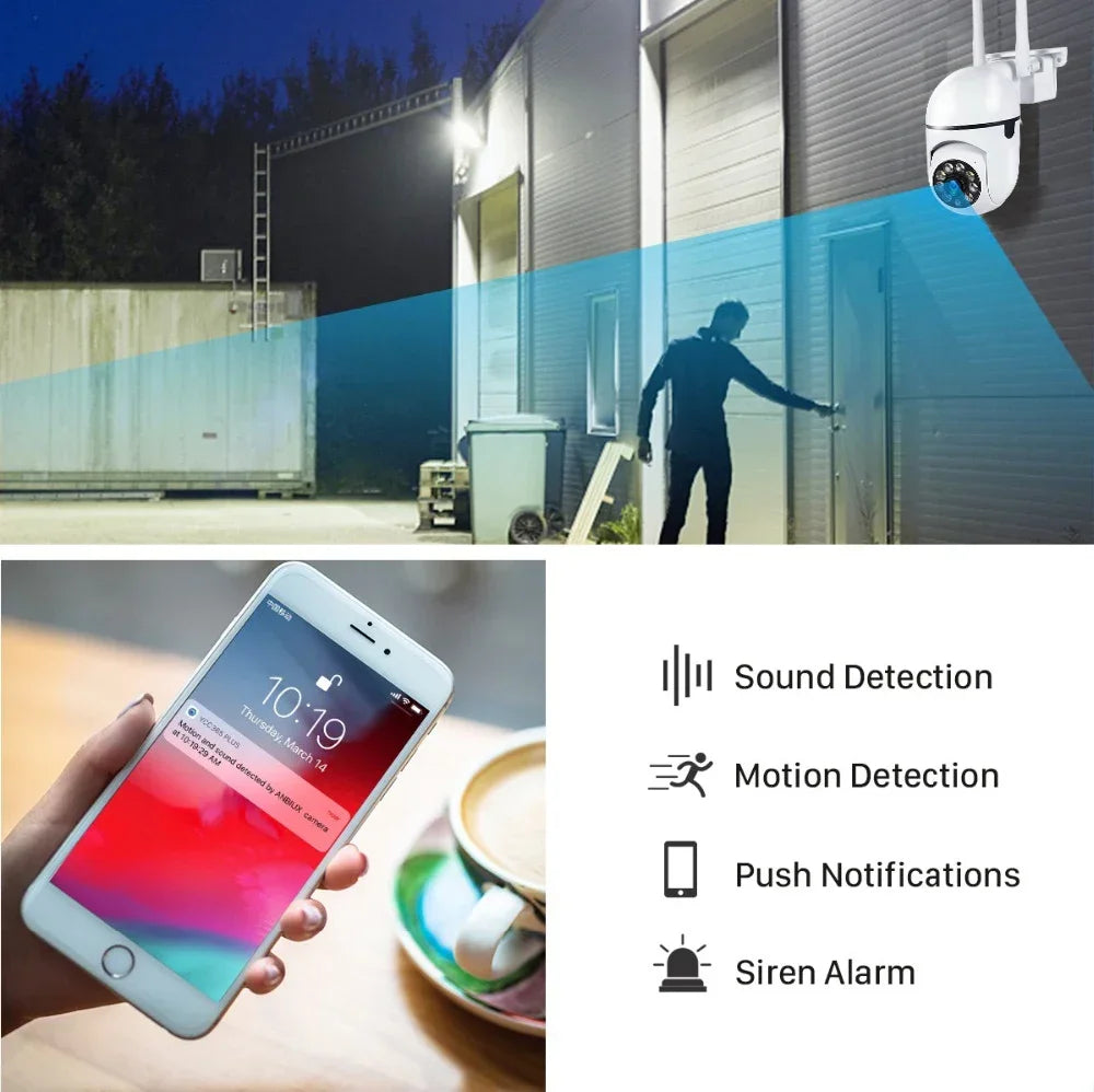 5G Wifi Video Surveillance Camera 5MP CCTV PTZ IP Camera Smart Human Tracking 4X Zoom Night Vision Full Color Outdoor Waterproof