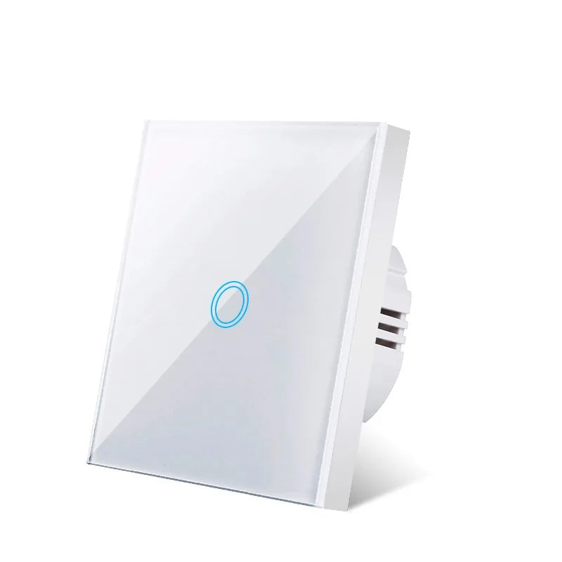 EU Touch Switch AC100-240V Led backlight Panel Tempered Crystal Glass wall Light sensory Switches 1/2/3 Gang Interruttore