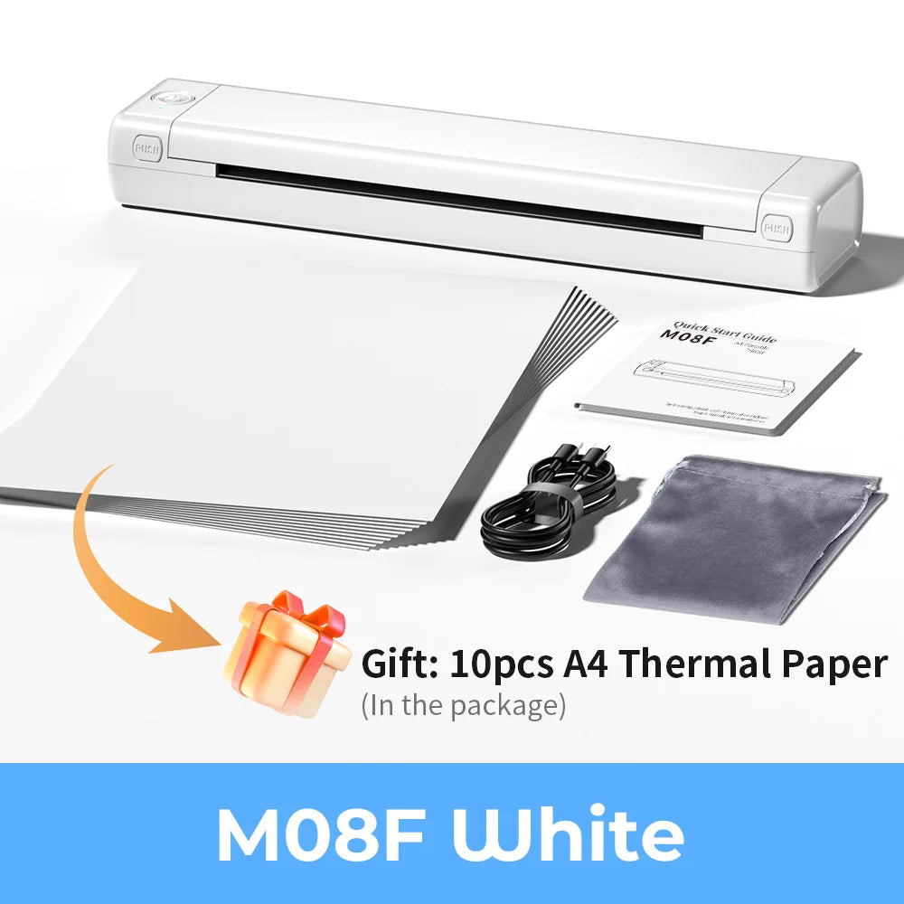 Phomemo M08F A4 Portable Thermal Printer 8.26"x11.69" A4 Thermal Paper Wireless Mobile Travel Printer Android iOS Laptop Printer