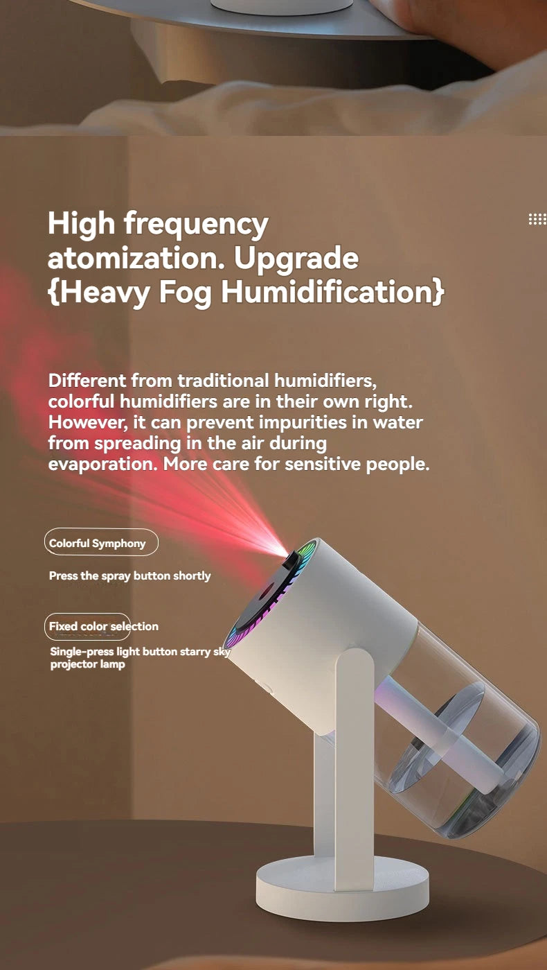 Starry Sky Top Humidifier CL28 Moving Head Humidifier Desktop Silent Aromatherapy Machine Projector Colorful Night Light Rotatin