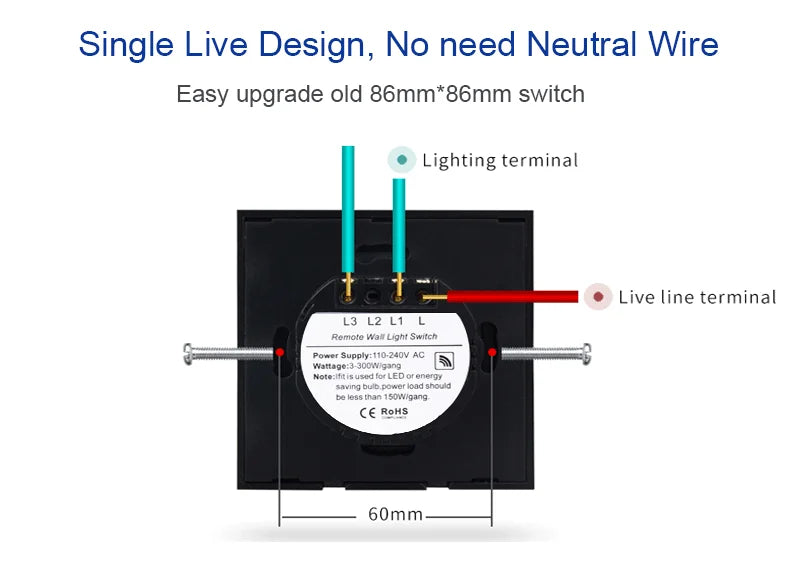 EU Touch Switch AC100-240V Led backlight Panel Tempered Crystal Glass wall Light sensory Switches 1/2/3 Gang Interruttore