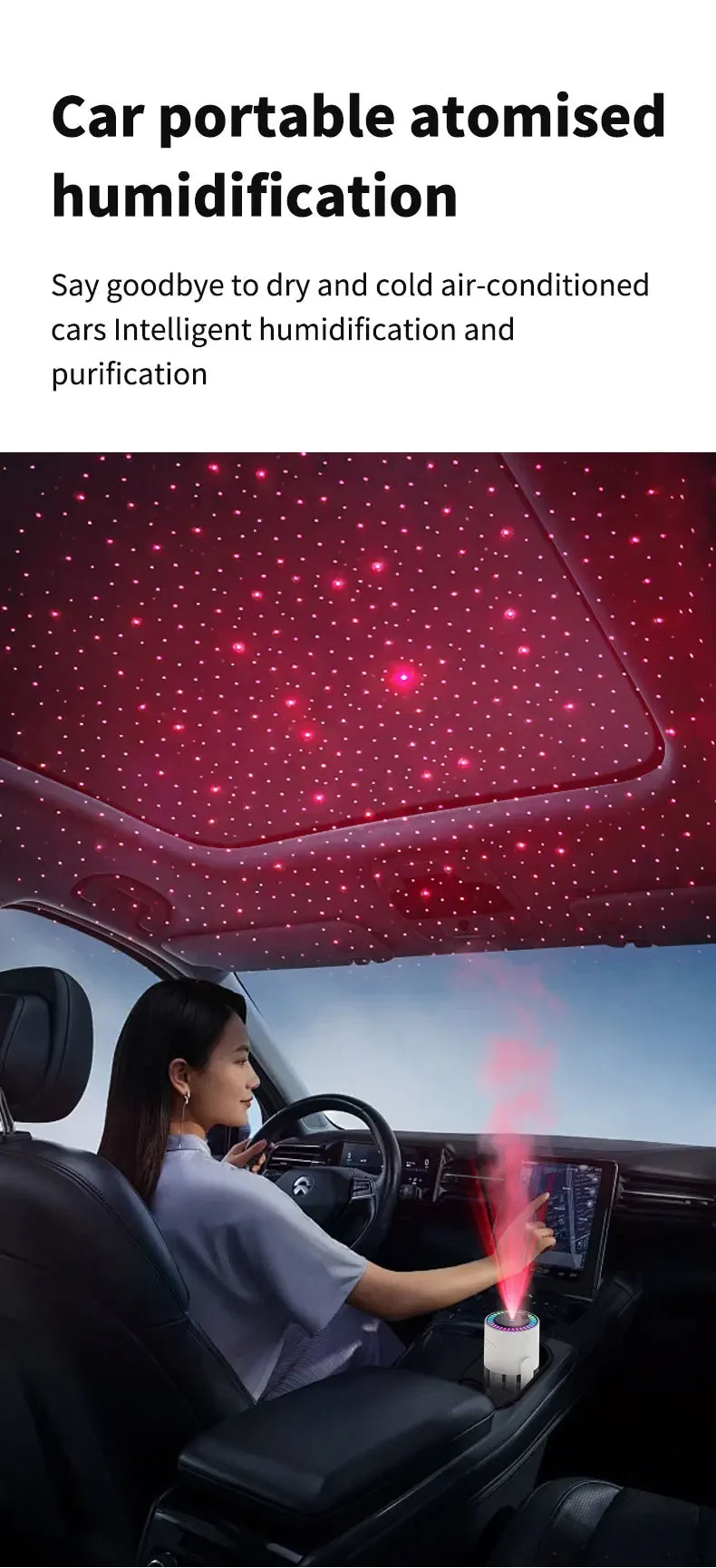 Desktop Air Car Humidifier Projection Starry Sky Top Shaking Head Humidifier Creative Hydration USB Spray Shaking Head Machine