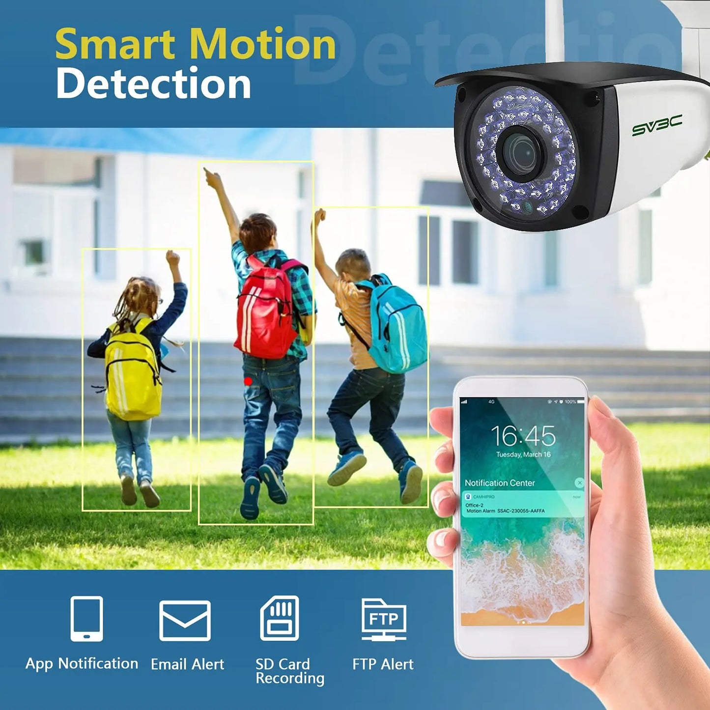 Wifi Wireless Security Camera Outdoor , SV3C 5MP Waterproof Surveillance Cameras ,Smart Home Security IP CCTV, CamHi,Onvif