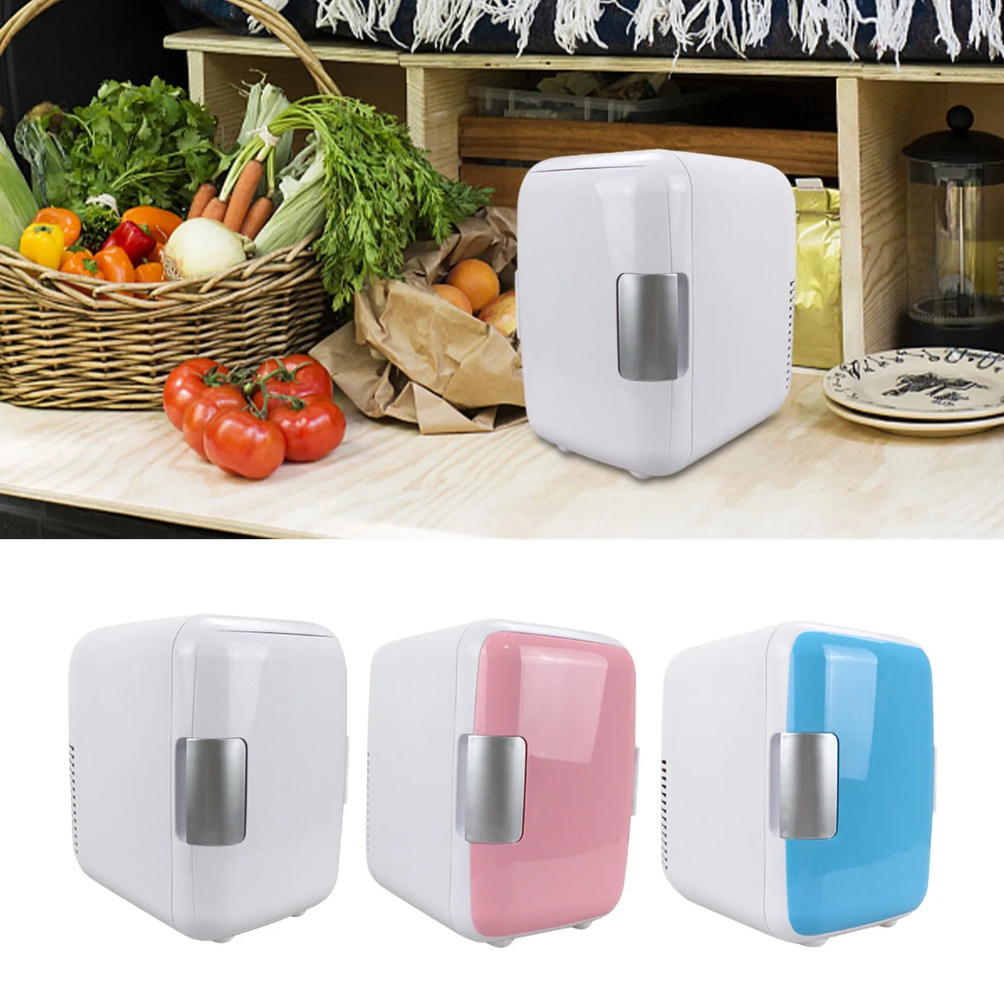 Car Refrigerator 12V Mini Portable Fridge 4L Portable Cooling Warming Freezer Food Drinke Cooling Storage Box Container For Auto
