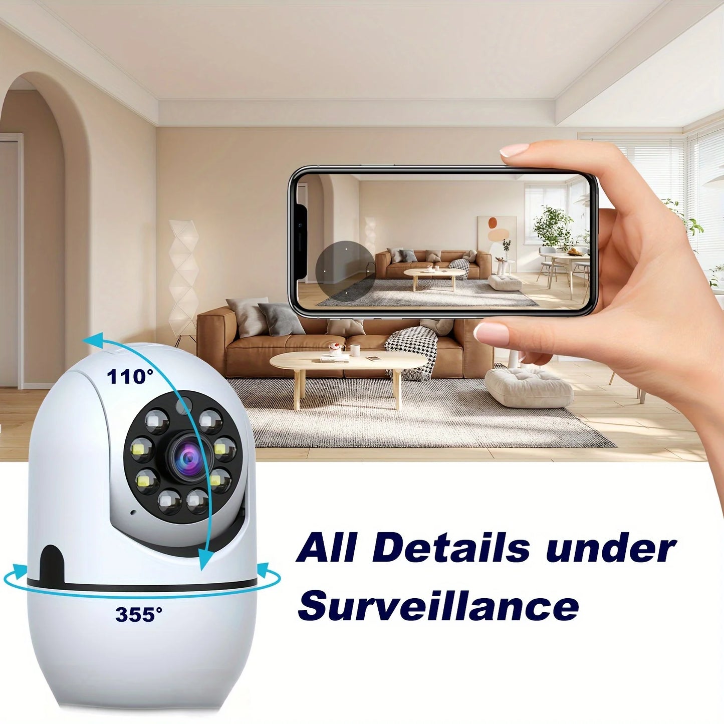 WiFi Security Camera 1080P HD Surveillance Camera Night Vision Motion Detection Siren WiFi Remote Two-Way Audio Camera
