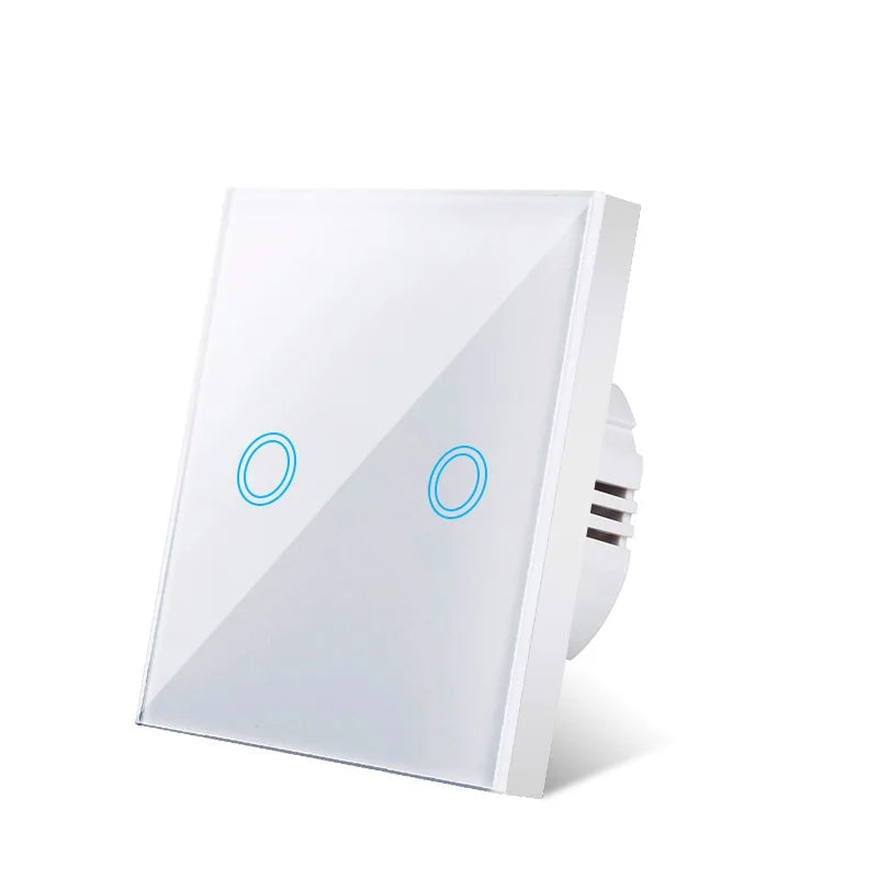 EU Touch Switch AC100-240V Led backlight Panel Tempered Crystal Glass wall Light sensory Switches 1/2/3 Gang Interruttore