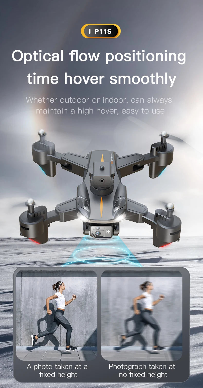 NEW P11 Max RC Drones 8K Professional HD Dual Camera Wifi Four-way Intelligent Obstacle Avoidance Foldable Quadcopter Toys Gifts