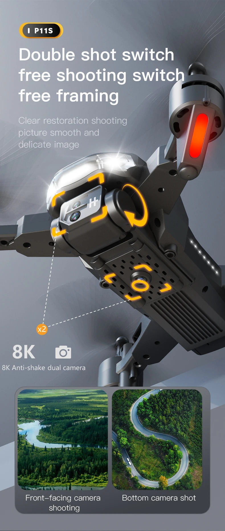 NEW P11 Max RC Drones 8K Professional HD Dual Camera Wifi Four-way Intelligent Obstacle Avoidance Foldable Quadcopter Toys Gifts