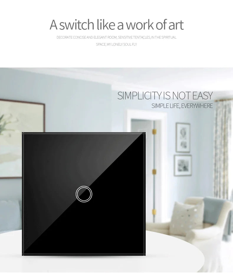EU Touch Switch AC100-240V Led backlight Panel Tempered Crystal Glass wall Light sensory Switches 1/2/3 Gang Interruttore