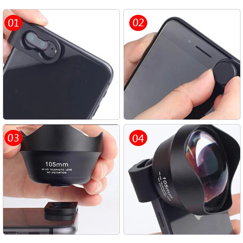 Pholes Mobile Phone Universal External Lens 105Mm Portrait Telephoto Slr Professional Photo Photography Large Aperture for Iphon