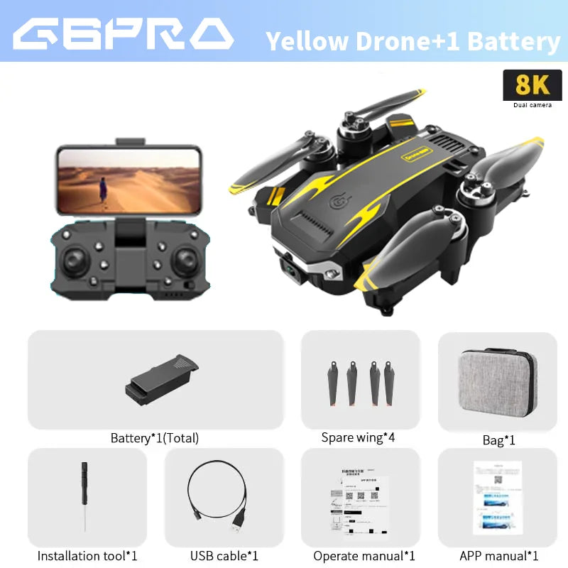 KBDFA G6 Drone Professional 4K HD Camera 8K No GPS Obstacle Avoidance RC Helicopter Brushless WIFI FPV Foldable Quadcopter Toys