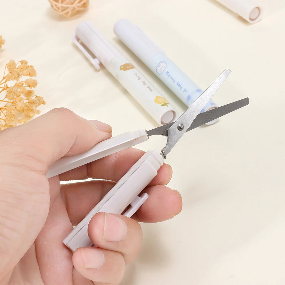 Pen shaped small, portable, and compact art paper cutting knife, student mini scissors with protective cover for greater safety