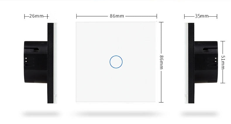 AC100-240 Touch Switch Power Led Panel Wall Light Switches Tempered Black White Crystal Glass 1/2/3 Gang Interruttore Switch