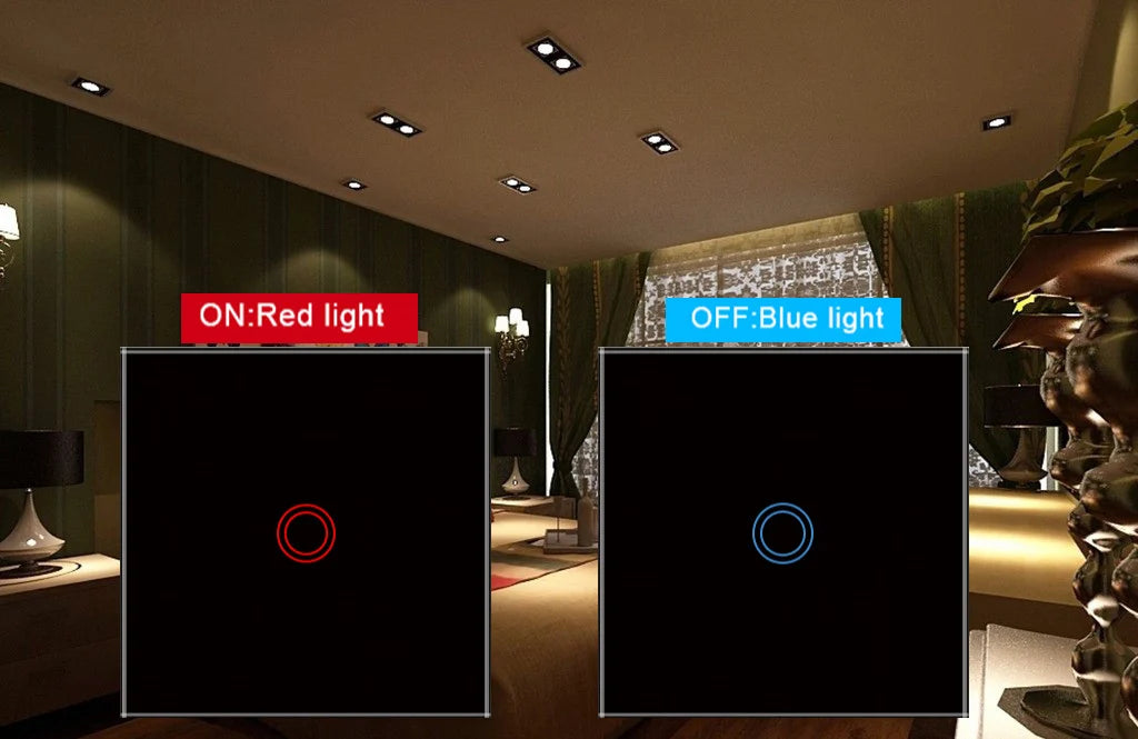 EU Touch Switch AC100-240V Led backlight Panel Tempered Crystal Glass wall Light sensory Switches 1/2/3 Gang Interruttore