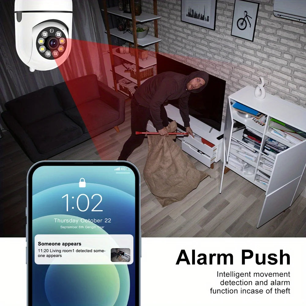 WiFi Security Camera 1080P HD Surveillance Camera Night Vision Motion Detection Siren WiFi Remote Two-Way Audio Camera