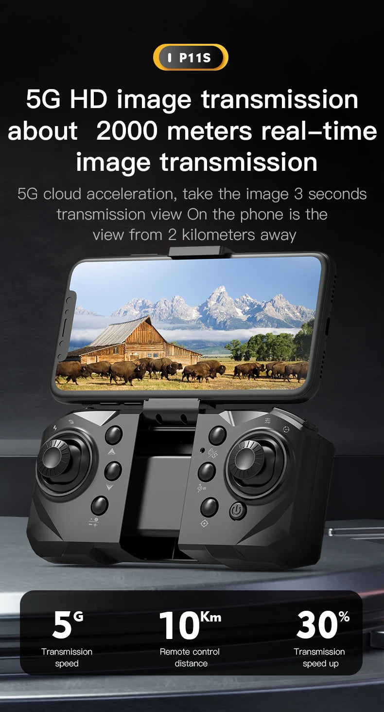 NEW P11 Max RC Drones 8K Professional HD Dual Camera Wifi Four-way Intelligent Obstacle Avoidance Foldable Quadcopter Toys Gifts