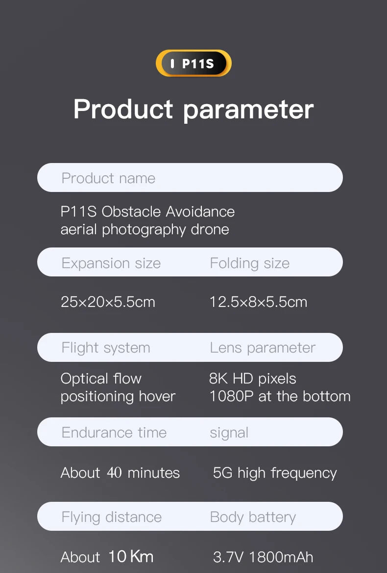 NEW P11 Max RC Drones 8K Professional HD Dual Camera Wifi Four-way Intelligent Obstacle Avoidance Foldable Quadcopter Toys Gifts