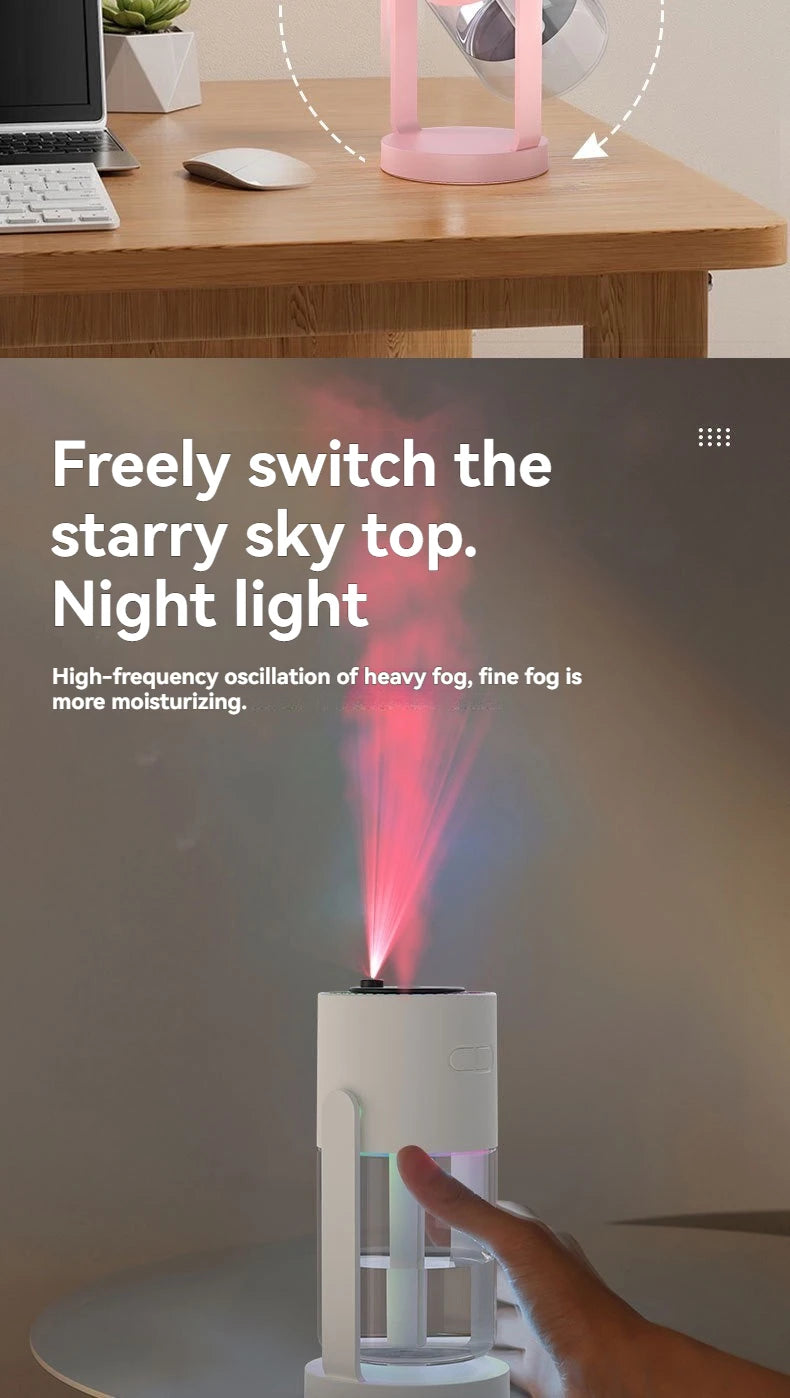 Starry Sky Top Humidifier CL28 Moving Head Humidifier Desktop Silent Aromatherapy Machine Projector Colorful Night Light Rotatin