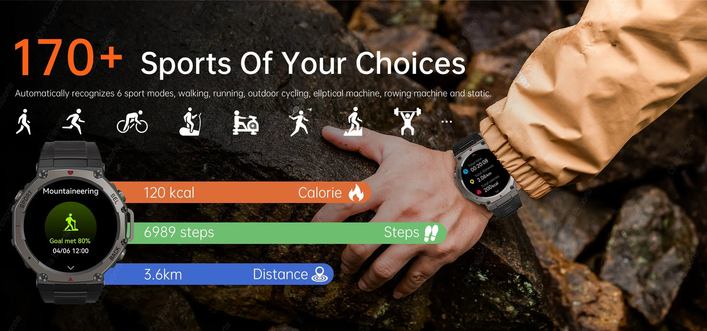 T-Rex 3 GPS Smart Watch 10ATM Waterproof Built-in Dual-band GNSS Compass Military Sport Smartwatch Men 2025 New For Xiaomi Ultra
