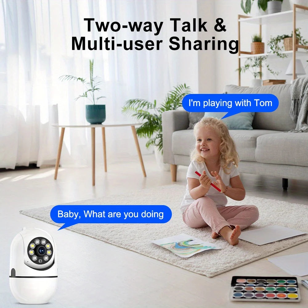 WiFi Security Camera 1080P HD Surveillance Camera Night Vision Motion Detection Siren WiFi Remote Two-Way Audio Camera