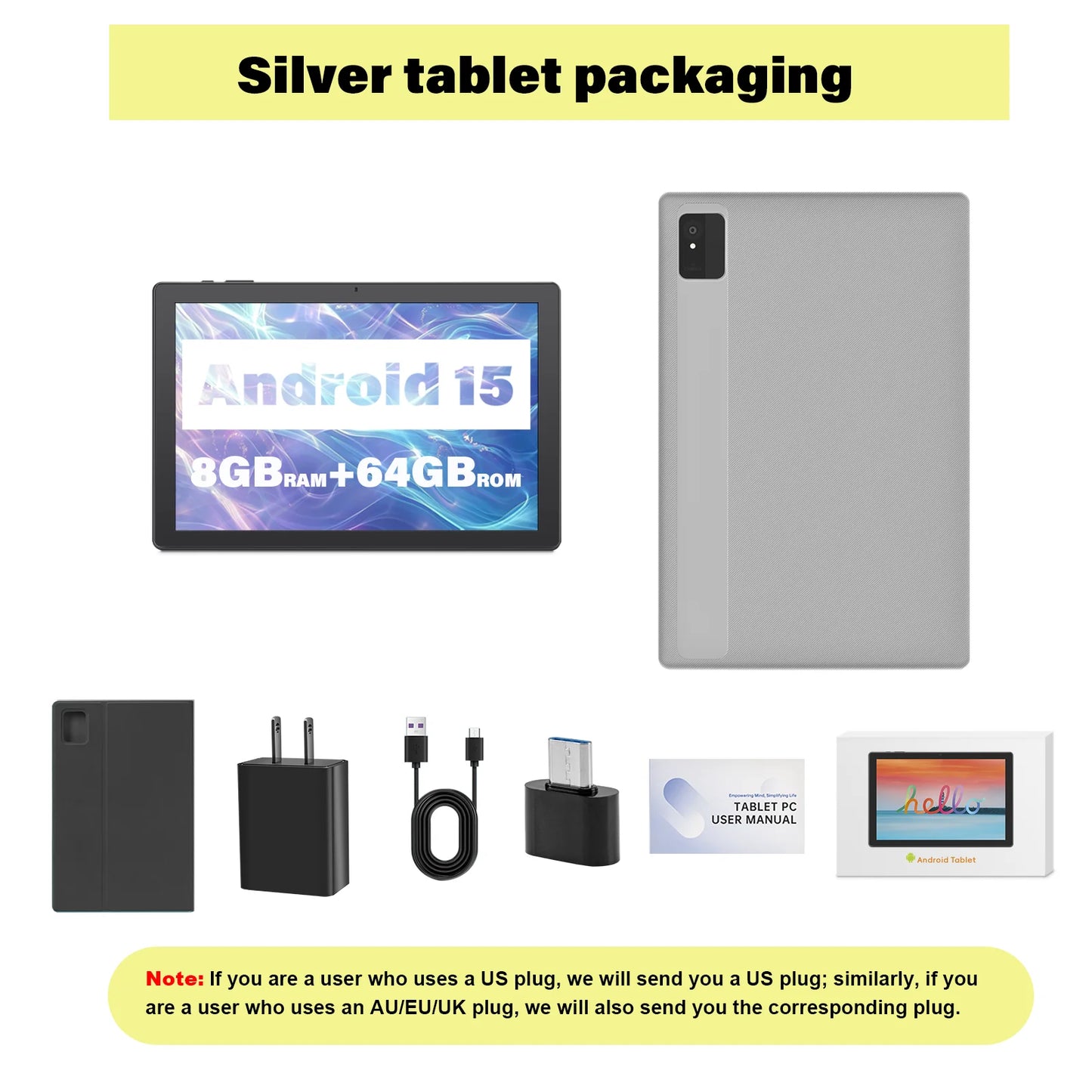 ANRY 2025 10.1 Inch 5G Wifi A523 Tablet Android 15 8GB(4+4Expand) RAM+64GB ROM IPS Display 5000Mah Dual Camera Octa-core Tablets