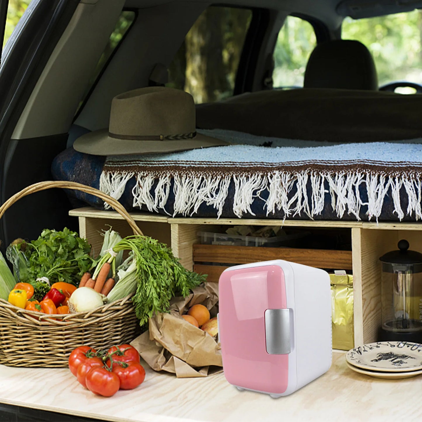 Car Refrigerator 12V Mini Portable Fridge 4L Portable Cooling Warming Freezer Food Drinke Cooling Storage Box Container For Auto