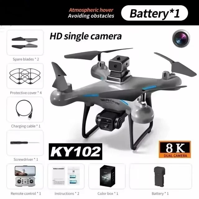 KY102 Drone 8K Professional Dual Camera Brushless Quadcopter Obstacle Avoidance Optical Flow Aerial Drone RC 10000M
