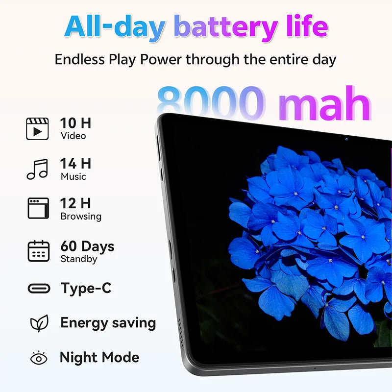 SVITOO 11 inch Tablet Android 15 12GB RAM 128GB ROM Octa Core 8000mah 2025 Tablet for Drawing Office Study HD Android Tablets