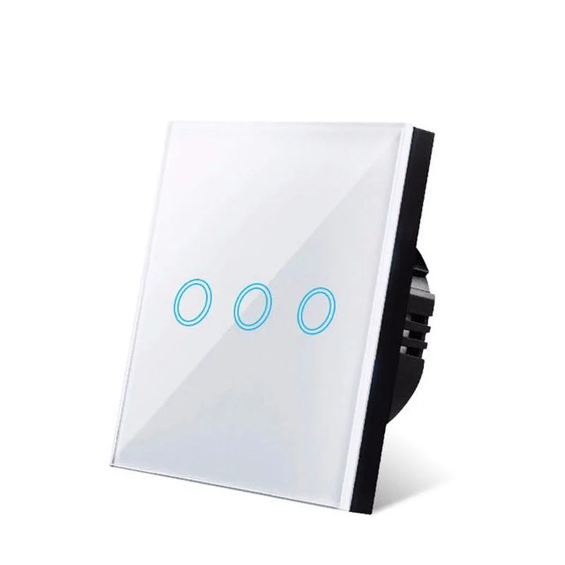 EU Touch Switch AC100-240V Led backlight Panel Tempered Crystal Glass wall Light sensory Switches 1/2/3 Gang Interruttore