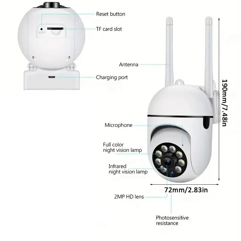 Wall-WiFi Camera 1080P HD Night Vision 2.4G hotspot 360° Rotate Anti-theft Monitor Security Surveillance Smart Camera for Phone