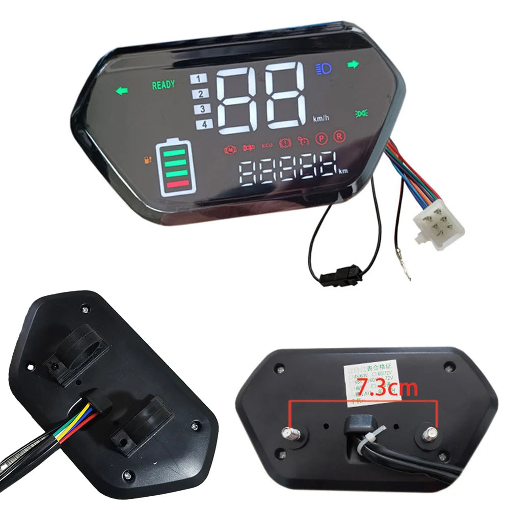 1Pcs Black 6PIN 48V 60V 72V LCD Display Meter Control Panel For E-Bike Motor Digital instrument panel for tricycles