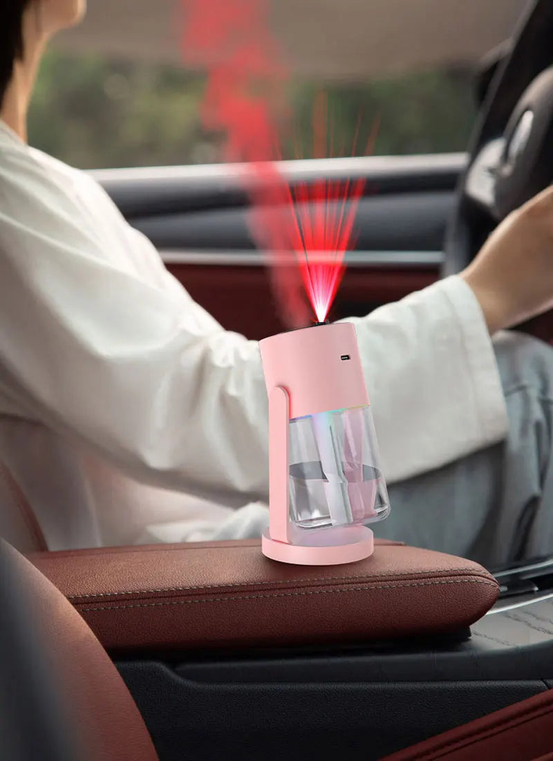 USB Car Air Humidifier Starry Sky Color Night Light Rotating 280ml Small Silent Vehicle Home Air Humidification Big Fog