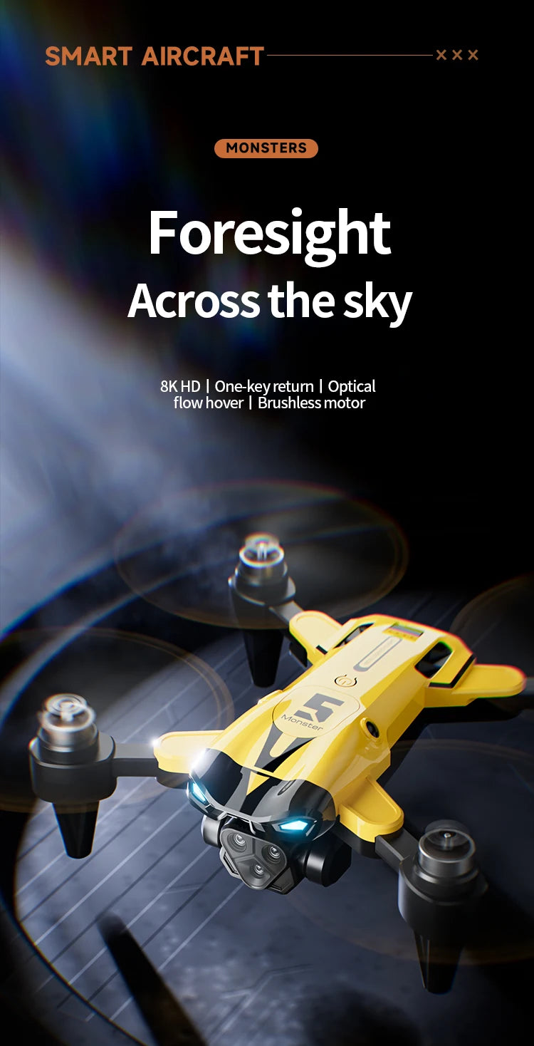2024 New M5 Drone 8K Professional Triple Camera Brushless Motor Optical Flow Positioning Foldable Quadcopter RC Dron Toys Gifts