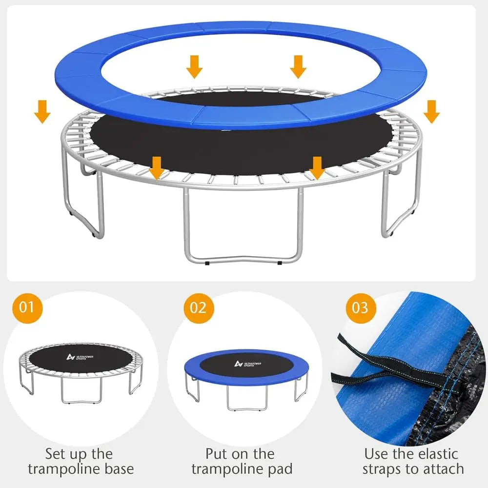 8 Feet Trampoline Protection Mat Trampoline Safety Pad Round Spring Water-Resistant Protective Cover Home Sport Accessories