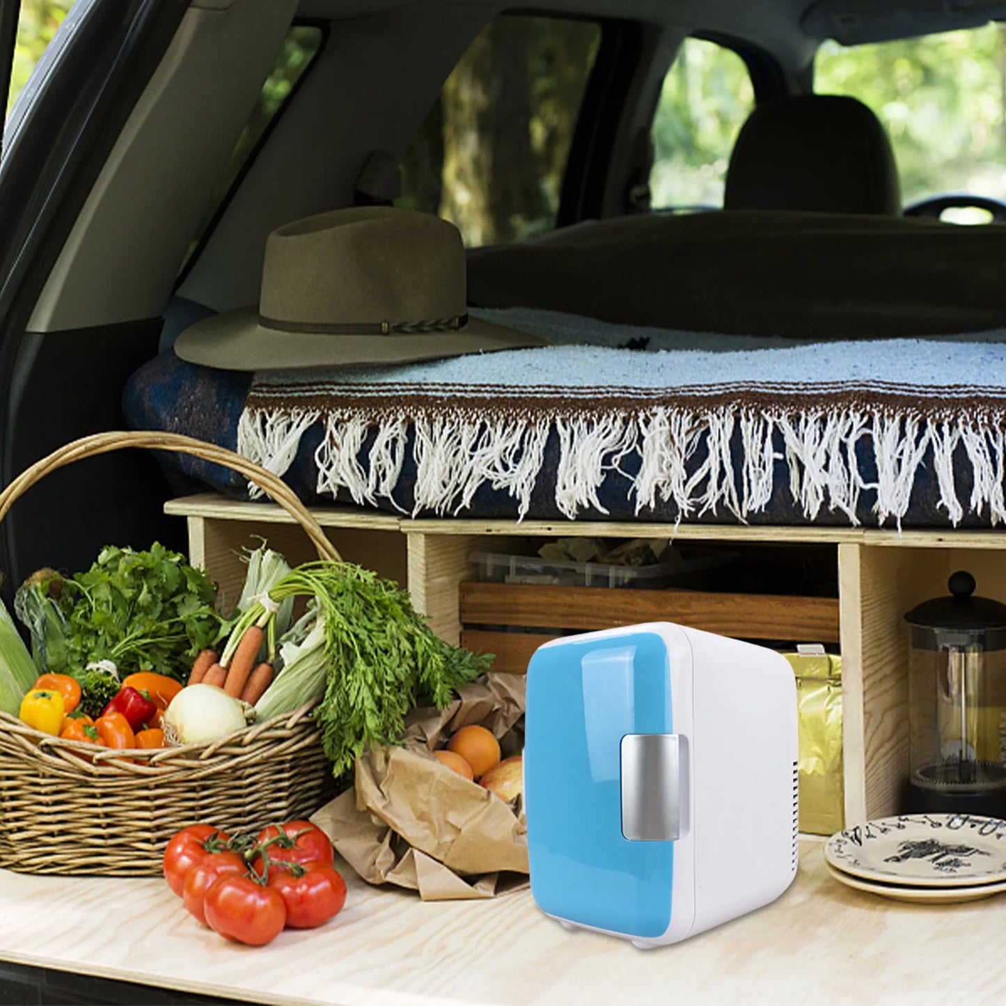 Car Refrigerator 12V Mini Portable Fridge 4L Portable Cooling Warming Freezer Food Drinke Cooling Storage Box Container For Auto