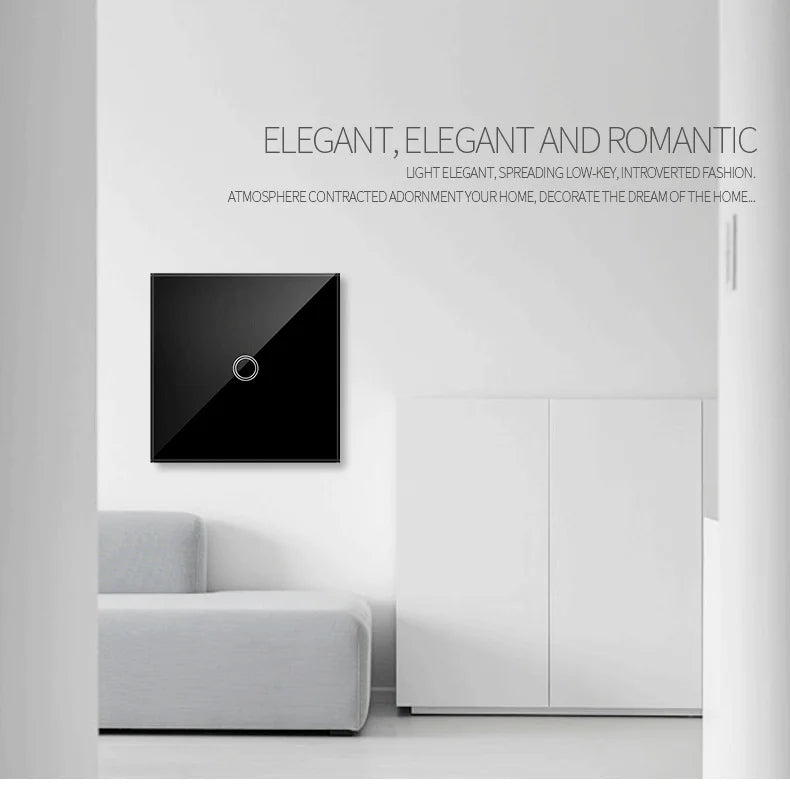 EU Touch Switch AC100-240V Led backlight Panel Tempered Crystal Glass wall Light sensory Switches 1/2/3 Gang Interruttore