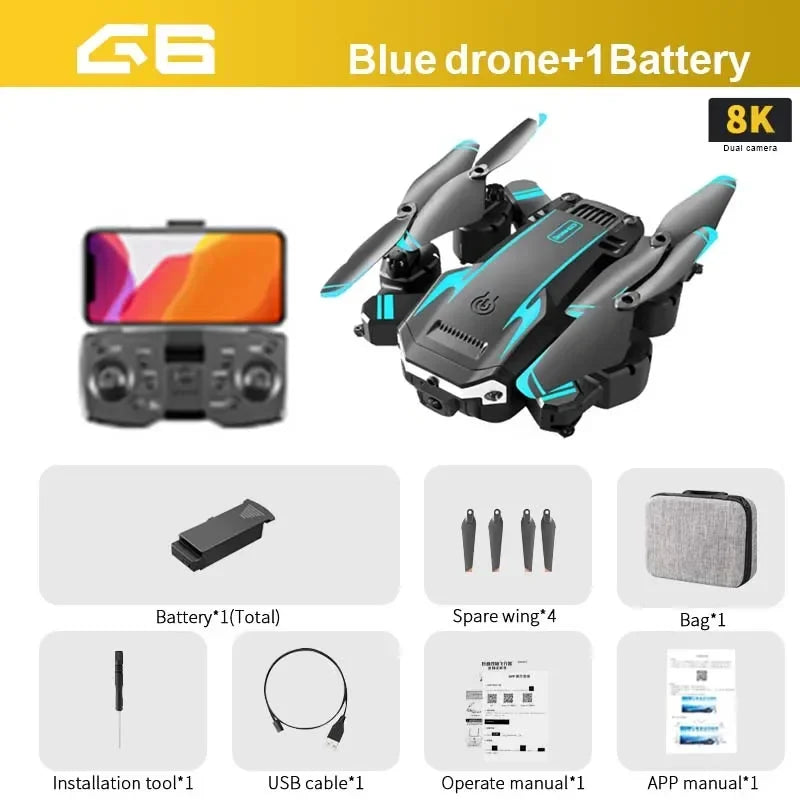 KBDFA G6 Drone Professional 4K HD Camera 8K No GPS Obstacle Avoidance RC Helicopter Brushless WIFI FPV Foldable Quadcopter Toys