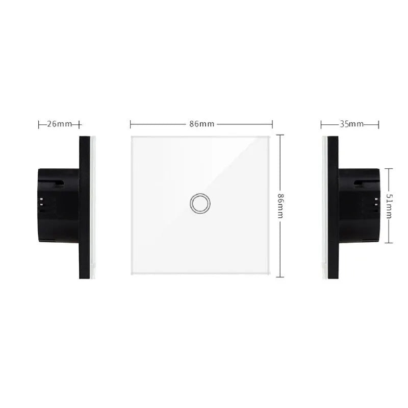 EU Touch Switch AC100-240V Led backlight Panel Tempered Crystal Glass wall Light sensory Switches 1/2/3 Gang Interruttore