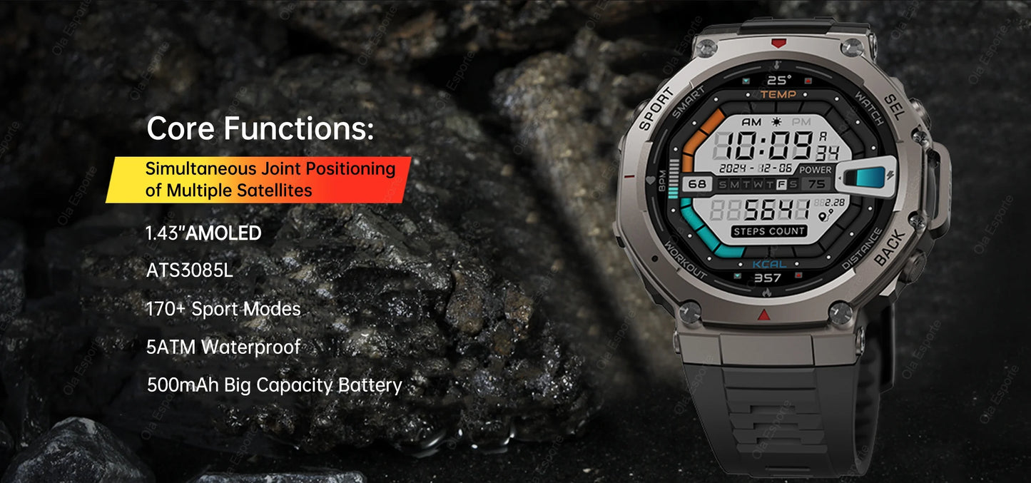 T-Rex 3 GPS Smart Watch 10ATM Waterproof Built-in Dual-band GNSS Compass Military Sport Smartwatch Men 2025 New For Xiaomi Ultra