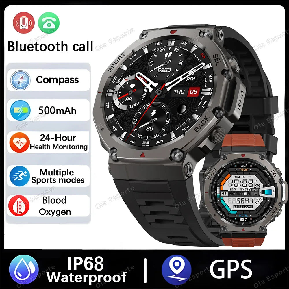 T-Rex 3 GPS Smart Watch 10ATM Waterproof Built-in Dual-band GNSS Compass Military Sport Smartwatch Men 2025 New For Xiaomi Ultra